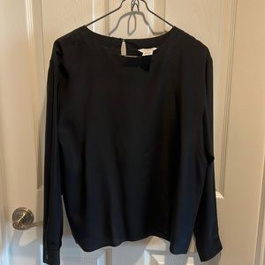 Black Silk Long Sleeve Blouse
